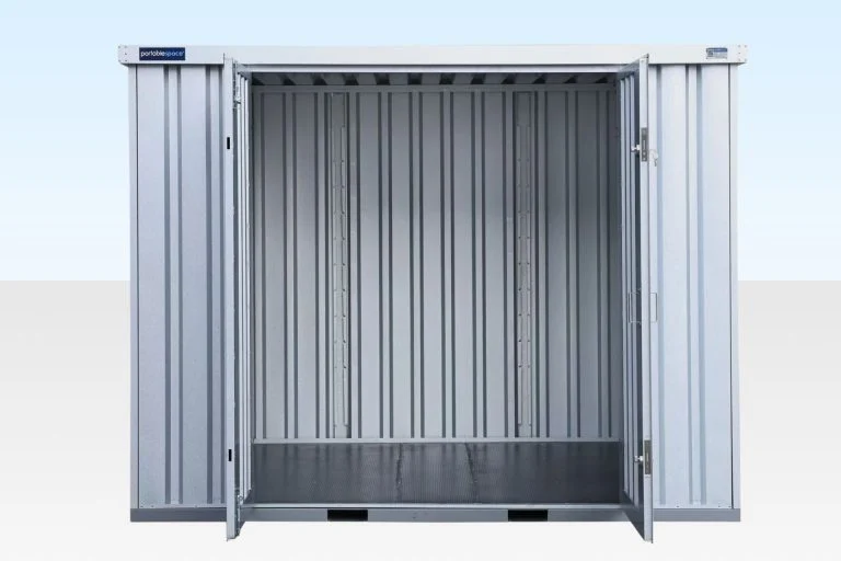Portable-Space-3m-Flatpack-Side-Door-Store-Galvalume-Doors-Open-768x512